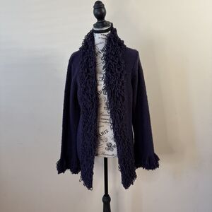 Josephine Chaus Purple Shaggy Fringe Cardigan Jacket - Size S